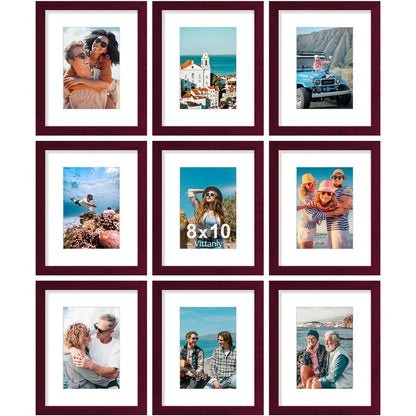 Vittanly 8x10 Picture Frames Set of 9 for Wall or Tabletop Display, Gold