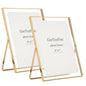 Gold 8x10'' Floating Frame Set of 2,For Photo Sizes( 5x7'',6x8'',7x9''),Beautiful Metal Beaded Edge Frames Adjustable Tabletop/Shelf Photo Frame,Classy Gift Choice for Wedding