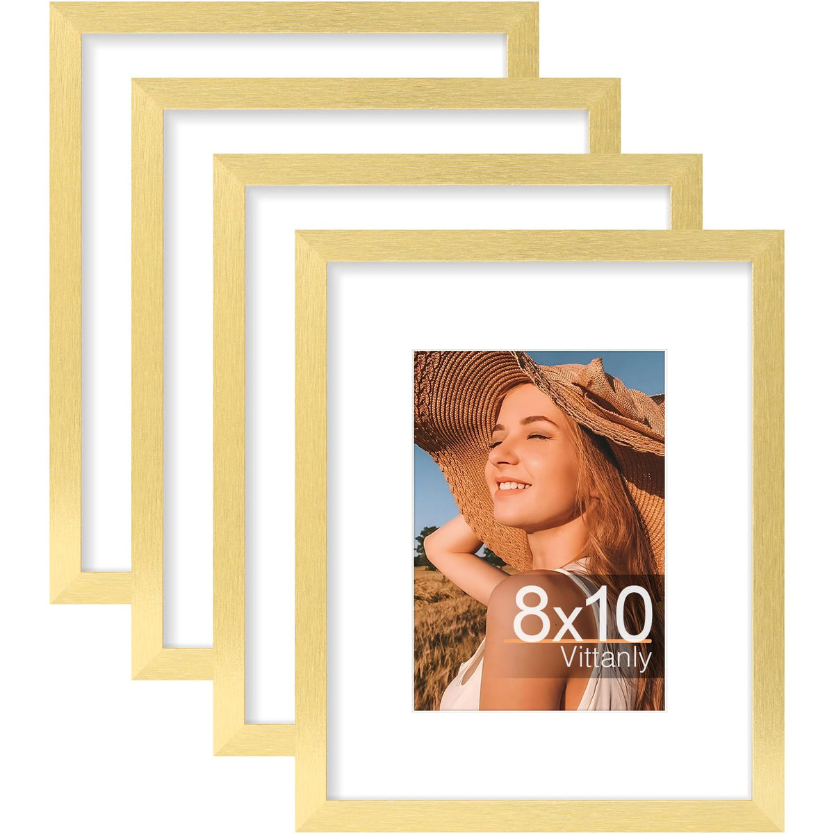 Vittanly 8x10 Picture Frames Set of 4, for Wall or Tabletop, Pale Pink