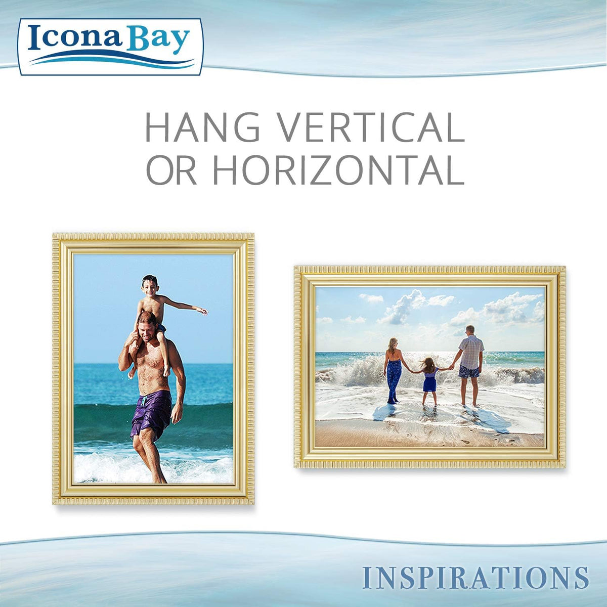 5x7 Gold Picture Frame, Contemporary, Inspirations, Wall or Table Top