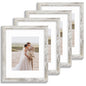 Hongkee 8x10 Picture Frame Set of 4, Real Glass and Wood Frame, 5x7 Mat
