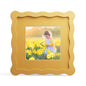 4x6 Picture Frame with Mat for 3.5x5, Wavy Edge Wooden Real Glass Photo Frame for Tabletop and Wall Hanging, Green, 1 Pack