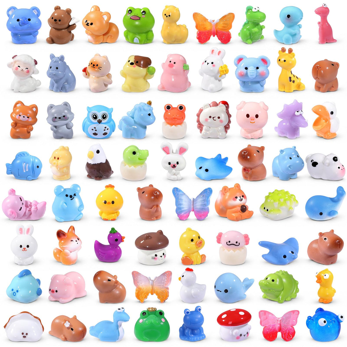 DIYDEC 40pcs Mini Resin Animal 40 Styles Tiny Resin Animals Miniature Little Small Animal Figures Bulk for Micro Fairy Garden Landscape Accessories Dollhouse Hide Crafts Decor Aquarium Toys
