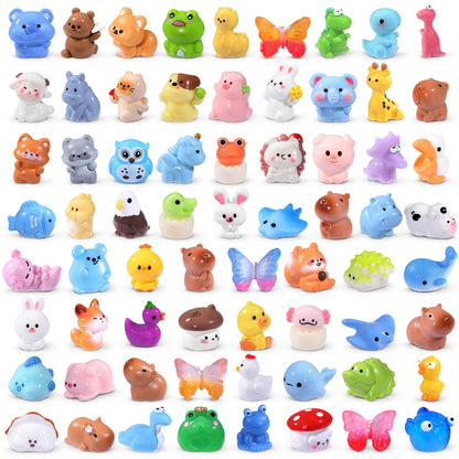 DIYDEC 40pcs Mini Resin Animal 40 Styles Tiny Resin Animals Miniature Little Small Animal Figures Bulk for Micro Fairy Garden Landscape Accessories Dollhouse Hide Crafts Decor Aquarium Toys