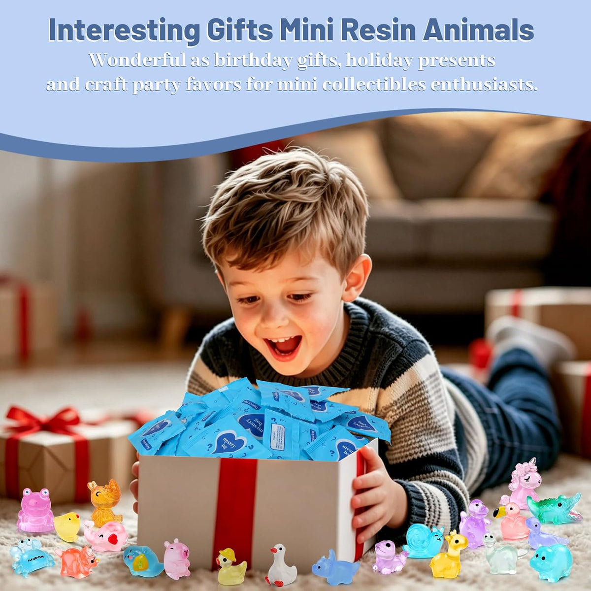 100PCS Mini Glow in The Dark Animal Resin Models Mystery Resin Animals Blind Bag Tiny Animal Figurines for Micro Landscape Garden Aquarium Dollhouse Party Favors Surprise Gifts for Kids ﻿