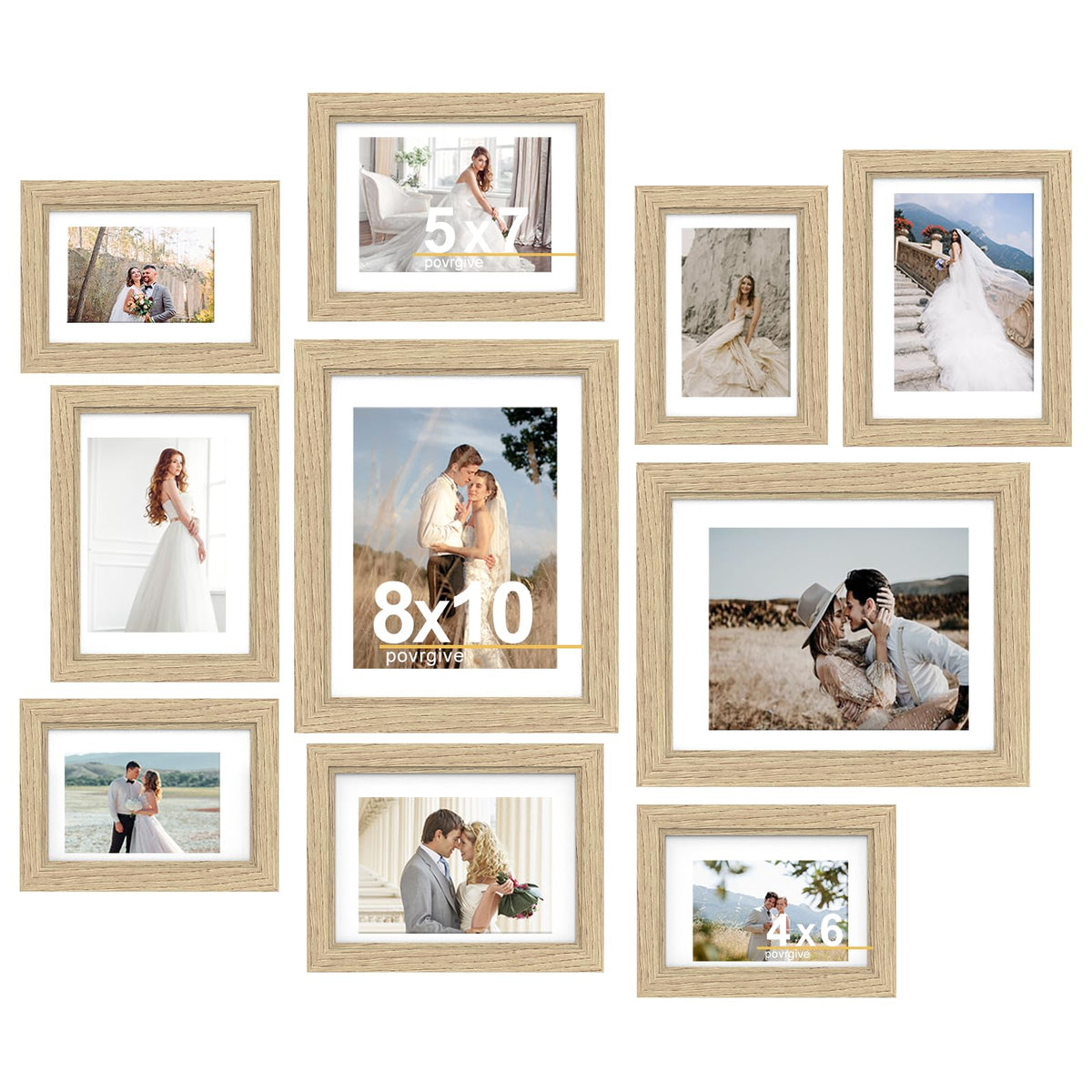 Povrgive Picture Frames Collage Wall Decor, Gallery Wall Frame Set of 10
