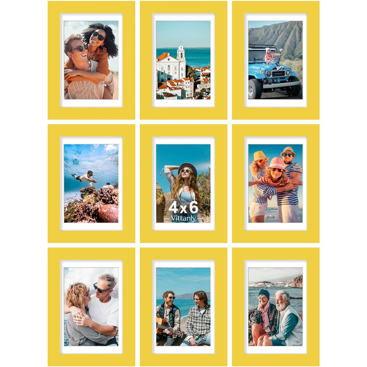 Vittanly 8x10 Picture Frames Set of 9 for Wall or Tabletop Display, Gold