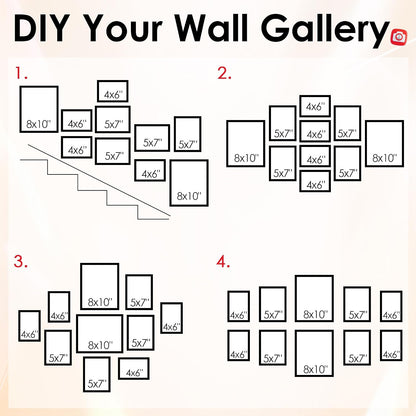 FIXSMITH 10 Pack Picture Frames Collage Wall Decor for Mounting or Tabletop Display, Gallery Wall Frame Set with Two 8x10 Black Frames, Four 5x7 Frames and Four 4x6 Frames, Multi-Pack Photo Frame Set