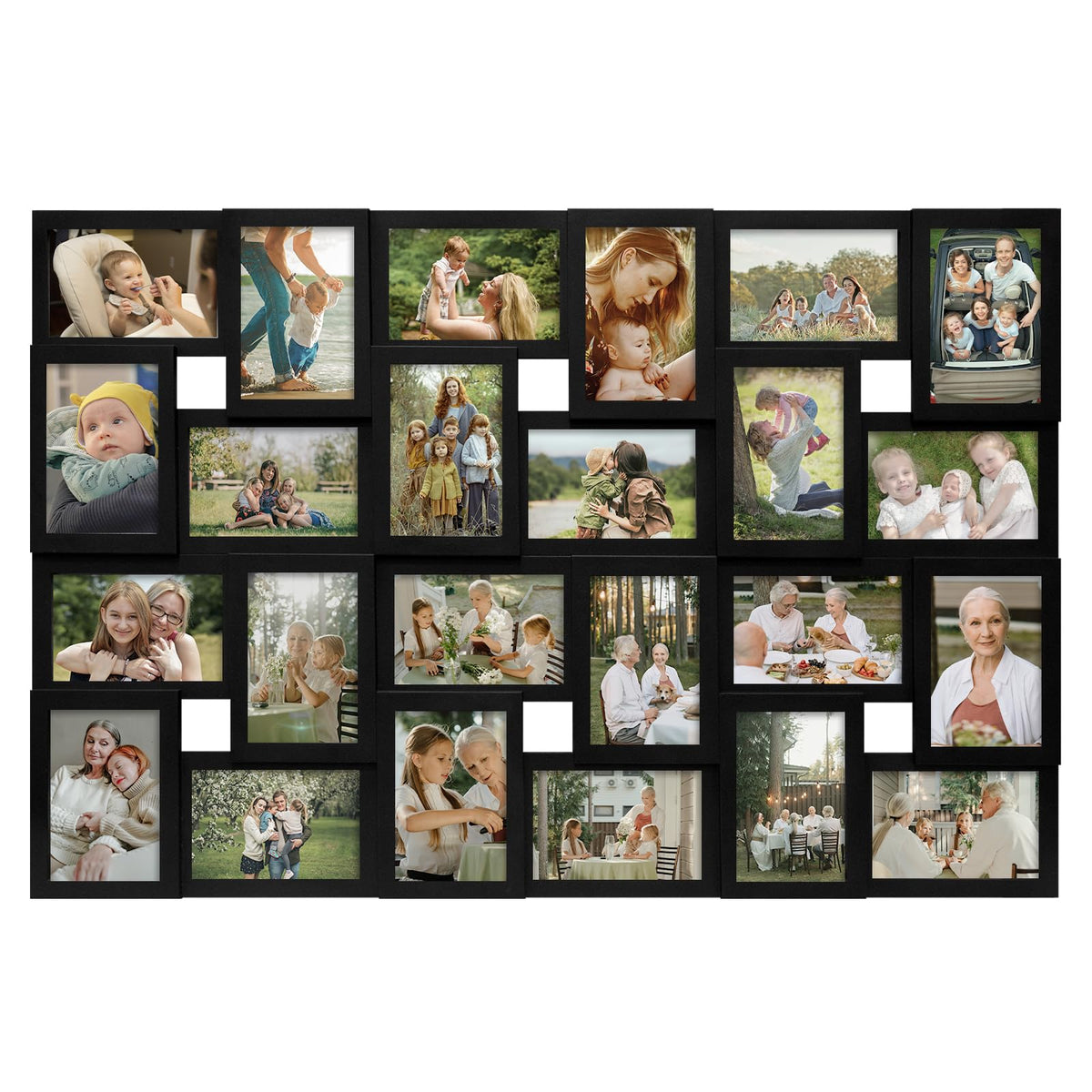 J.M.Deco Collage Picture Frames for Wall 24 Slots, Large Photo Frame Collage Wall Hanging for 4 x 6 Photo, Christmas Gift for Family or Friends - Retro Gold