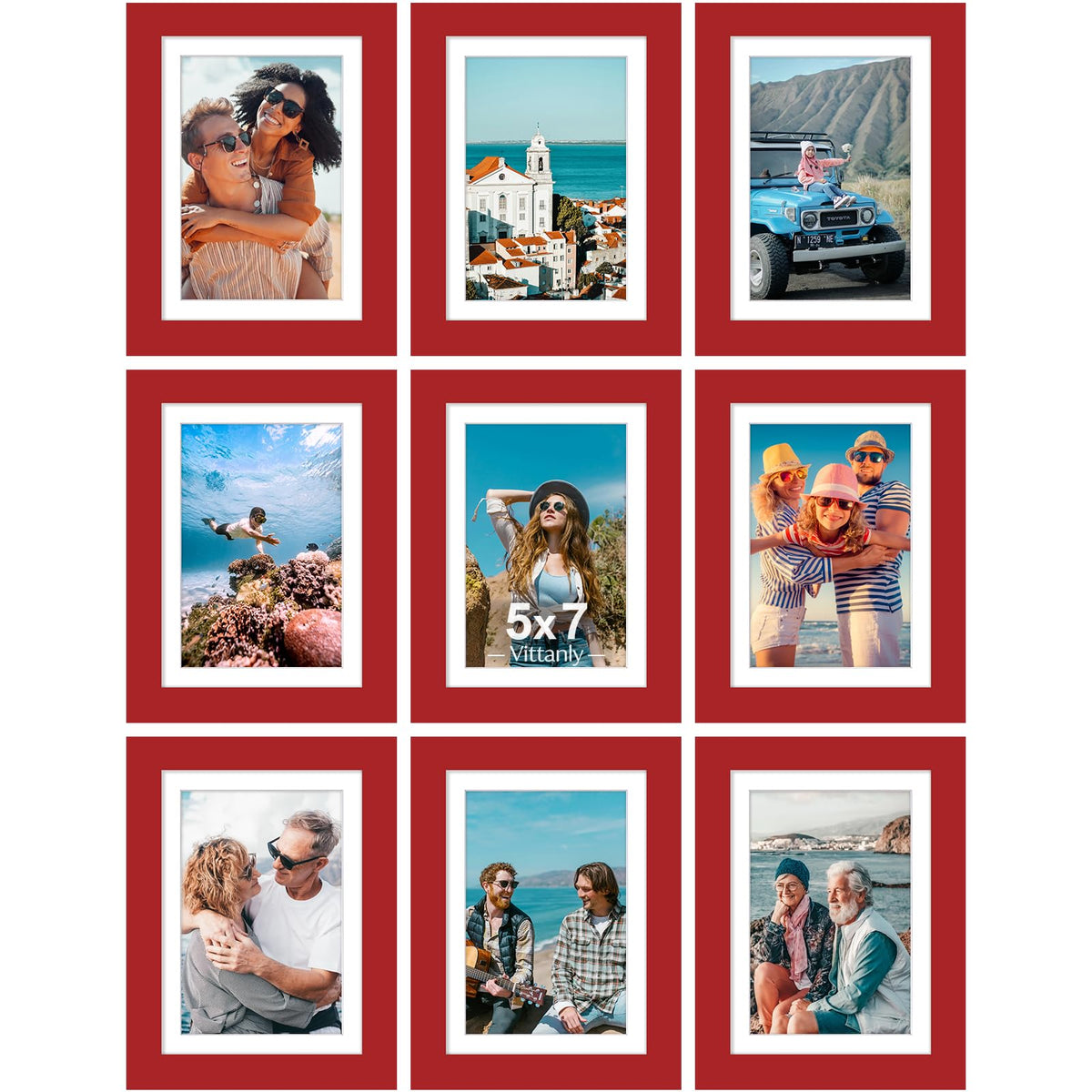 Vittanly 8x10 Picture Frames Set of 9 for Wall or Tabletop Display, Gold