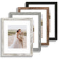 Hongkee 8x10 Picture Frame Set of 4, Real Glass and Wood Frame, 5x7 Mat