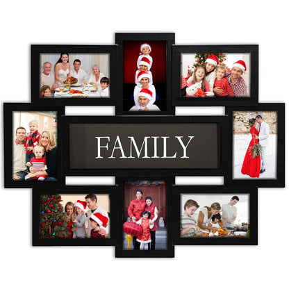 Jerry & Maggie Family Photo Frame 22x17, PVC Picture Frames Collage Wall Decor 9 Opening Wall Hanging For 6x4 Photos 8 Pack, No-Assembly 3D Design Waterproof Memorial Keepsake, Ashes