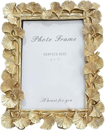 Gold Ginkgo Leaf Vintage Picture Photo Frames 4x6 IN