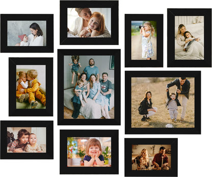 LUCKYLIFE Picture Frames Collage Wall Decor 10-Pack, Gallery Wall Frame Set with 8x10 5x7 4x6 Frames in 3 Different Finishes