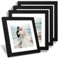 iRahmen 8x10 Picture Frame Set of 4, High Definition Real Glass Rustic Brown Frame, 8 x 10 Wood Photo Frames for Desktop Display and Wall Mounting