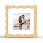 4x6 Picture Frame with Mat for 3.5x5, Wavy Edge Wooden Real Glass Photo Frame for Tabletop and Wall Hanging, Green, 1 Pack