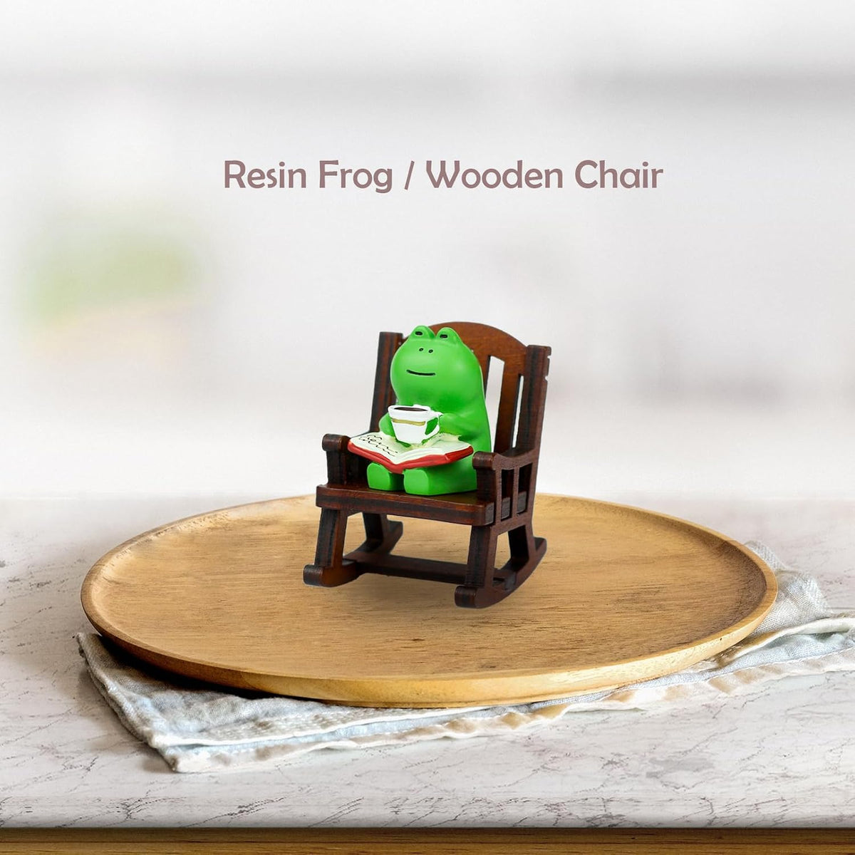 Mevodeata Cute Mini Frog Figurine with Small Sofa Resin Figure for Office Home Decor for Frog Lovers (Rocking Chair)