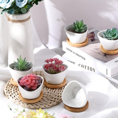 Domensi 24 Pack Small Succulent Pots, Mini Ceramic Succulent Planter, White