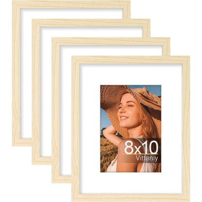 Vittanly 8x10 Picture Frames Set of 4, for Wall or Tabletop, Pale Pink