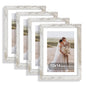 Hongkee 8x10 Picture Frame Set of 4, Real Glass and Wood Frame, 5x7 Mat