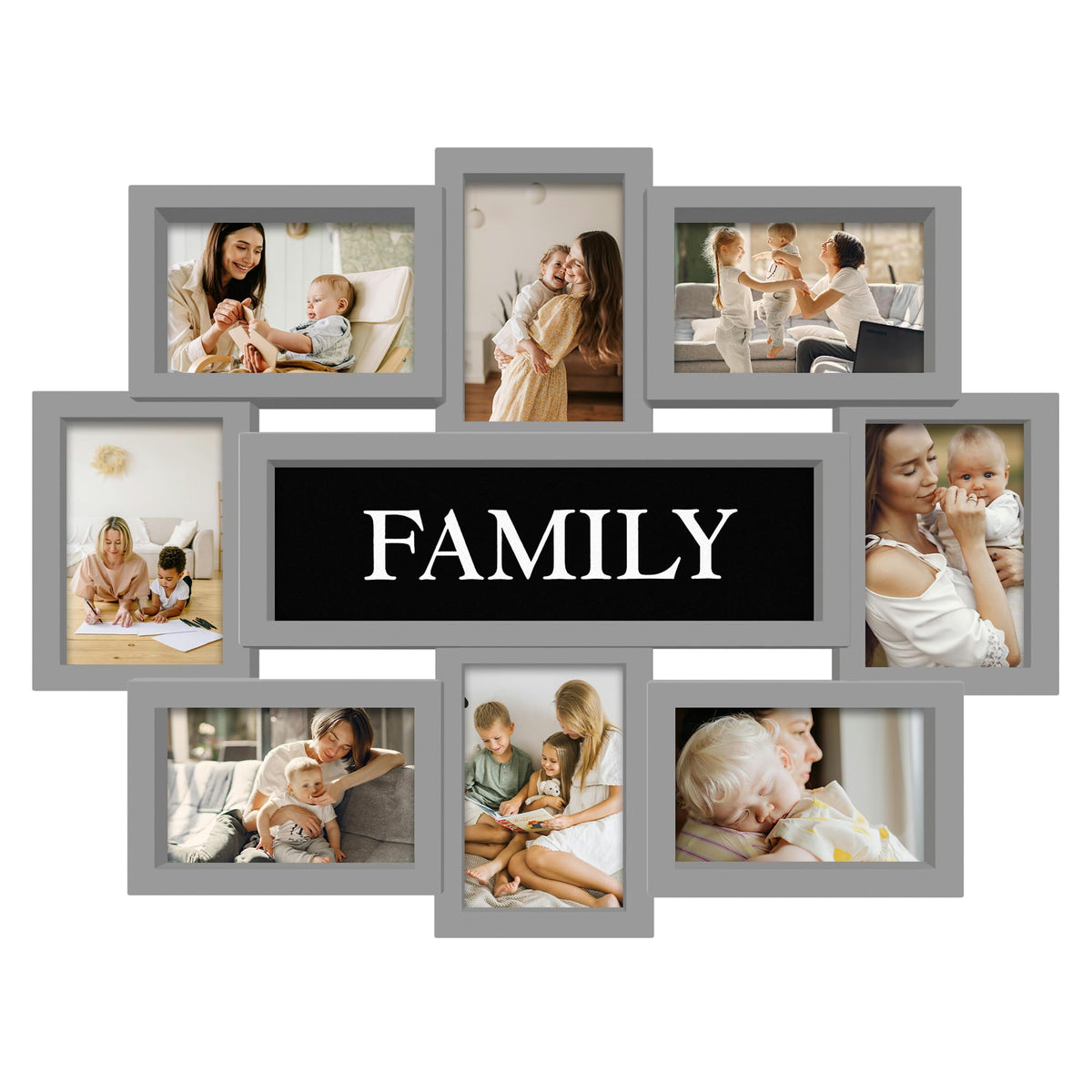 Jerry & Maggie Family Photo Frame 22x17, PVC Picture Frames Collage Wall Decor 9 Opening Wall Hanging For 6x4 Photos 8 Pack, No-Assembly 3D Design Waterproof Memorial Keepsake, Ashes