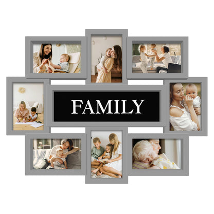 Jerry & Maggie Family Photo Frame 22x17, PVC Picture Frames Collage Wall Decor 9 Opening Wall Hanging For 6x4 Photos 8 Pack, No-Assembly 3D Design Waterproof Memorial Keepsake, Ashes