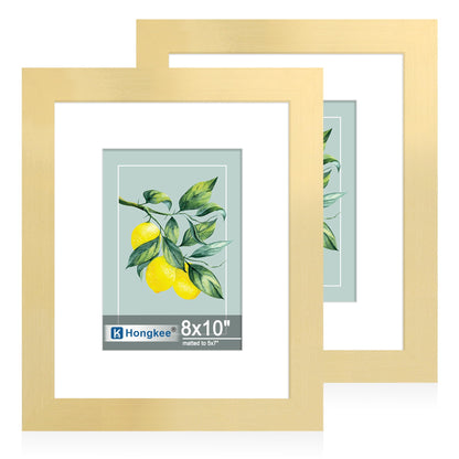 Hongkee 5x7 Picture Frame Set of 2, Real Glass and Wood Frame for Mat 4x6