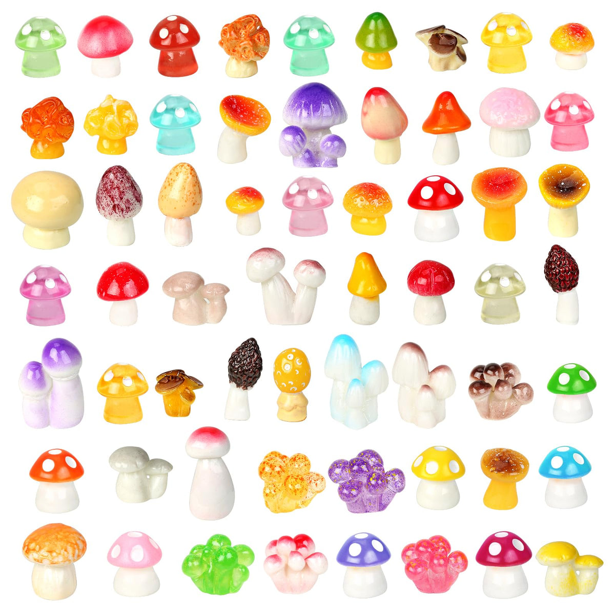 100pcs Mini Mushrooms Tiny Resin Mushrooms Miniature Little Small Mushroom Figures Bulk for for Micro Fairy Garden Landscape Aquarium Accessories Dollhouse Hide Crafts Decor