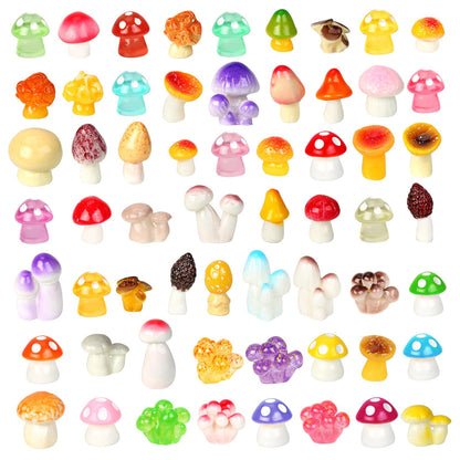 100pcs Mini Mushrooms Tiny Resin Mushrooms Miniature Little Small Mushroom Figures Bulk for for Micro Fairy Garden Landscape Aquarium Accessories Dollhouse Hide Crafts Decor