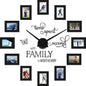 Sratte Wall Clock with 12 Picture Frames 5x3.5 Inch, Family Photo,Black