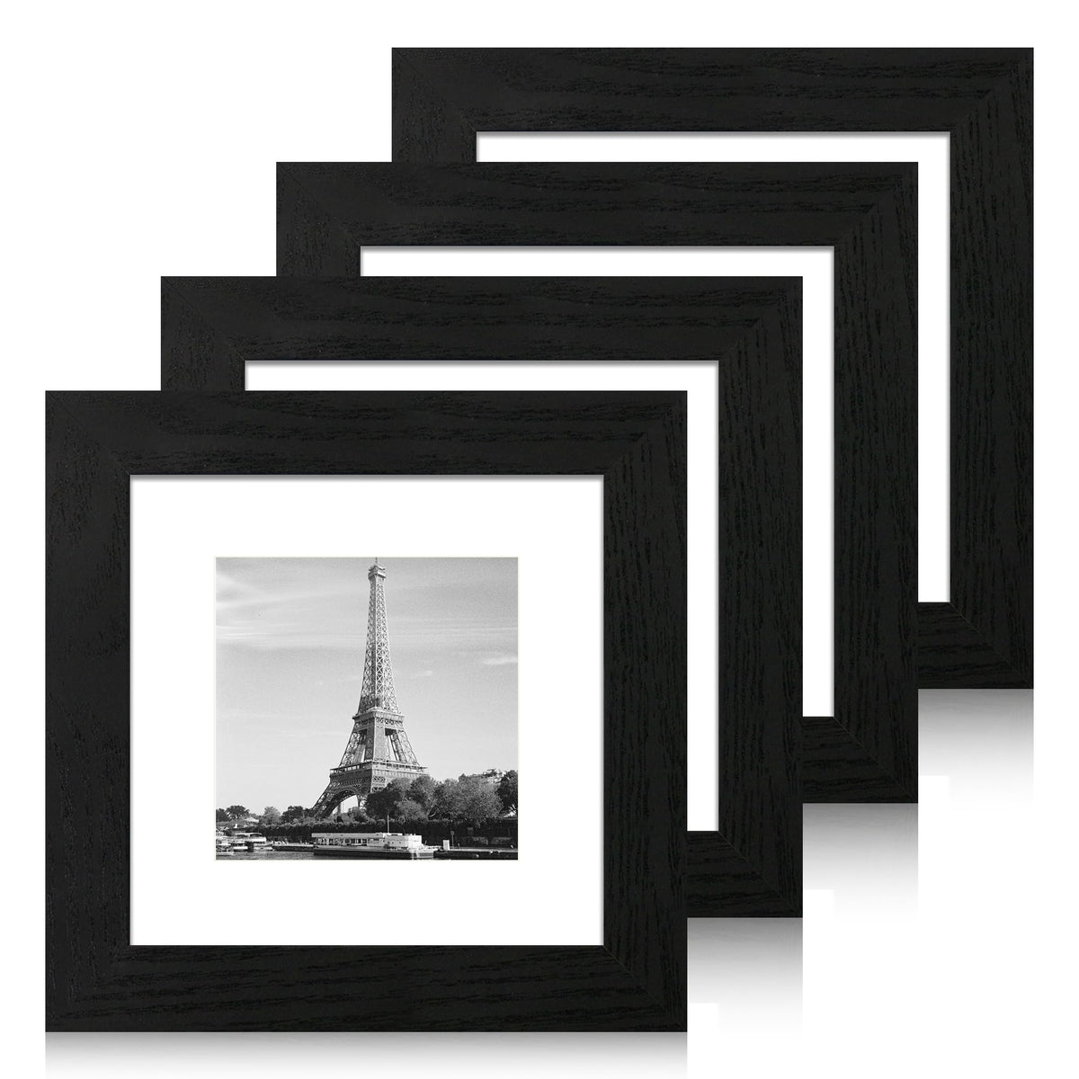 iRahmen 8x10 Picture Frame Set of 4, High Definition Real Glass Rustic Brown Frame, 8 x 10 Wood Photo Frames for Desktop Display and Wall Mounting