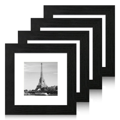 iRahmen 8x10 Picture Frame Set of 4, High Definition Real Glass Rustic Brown Frame, 8 x 10 Wood Photo Frames for Desktop Display and Wall Mounting
