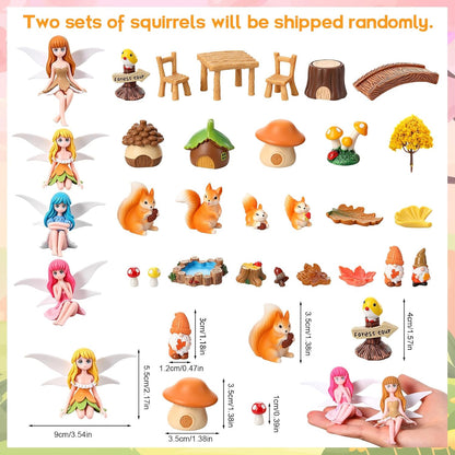 Fairy Garden Accessories 30Pcs Mini Fall Resin Figurines