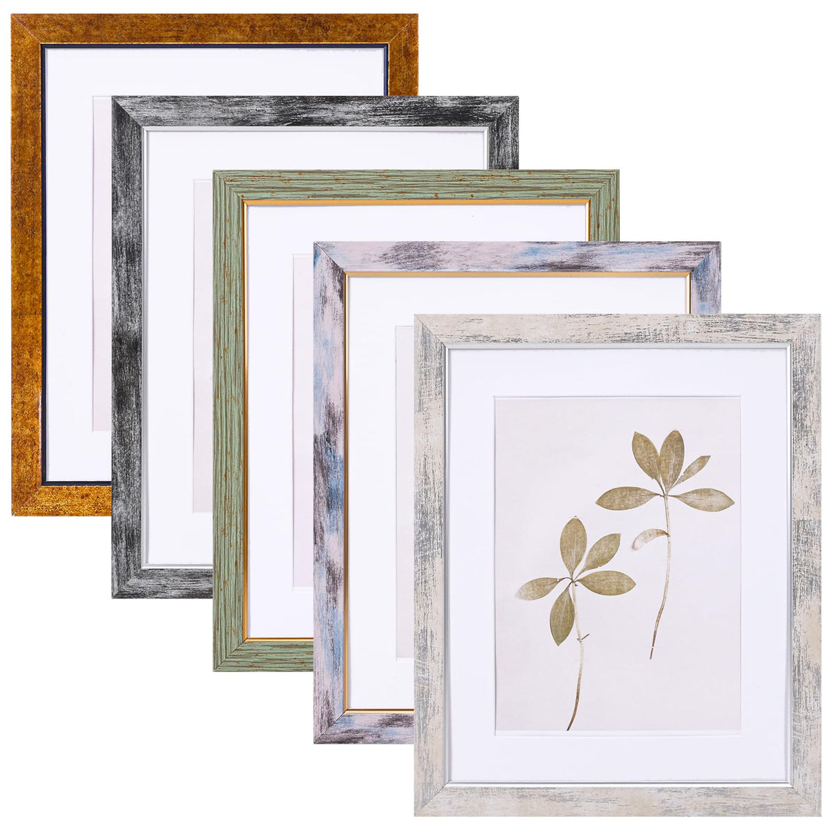 Fixwal 5x7 Picture Frame Set of 5 with Tempered Glass, Multicolor