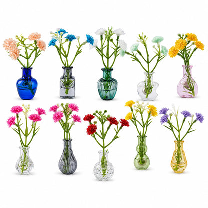 Hand-Blown Mini Vase Magnets for Fridge, Set of 10 Artisan Glass & Ceramic Bud Vases, Each One Unique, Tiny Garden Decor Gift for Mom, Teachers & Coworkers