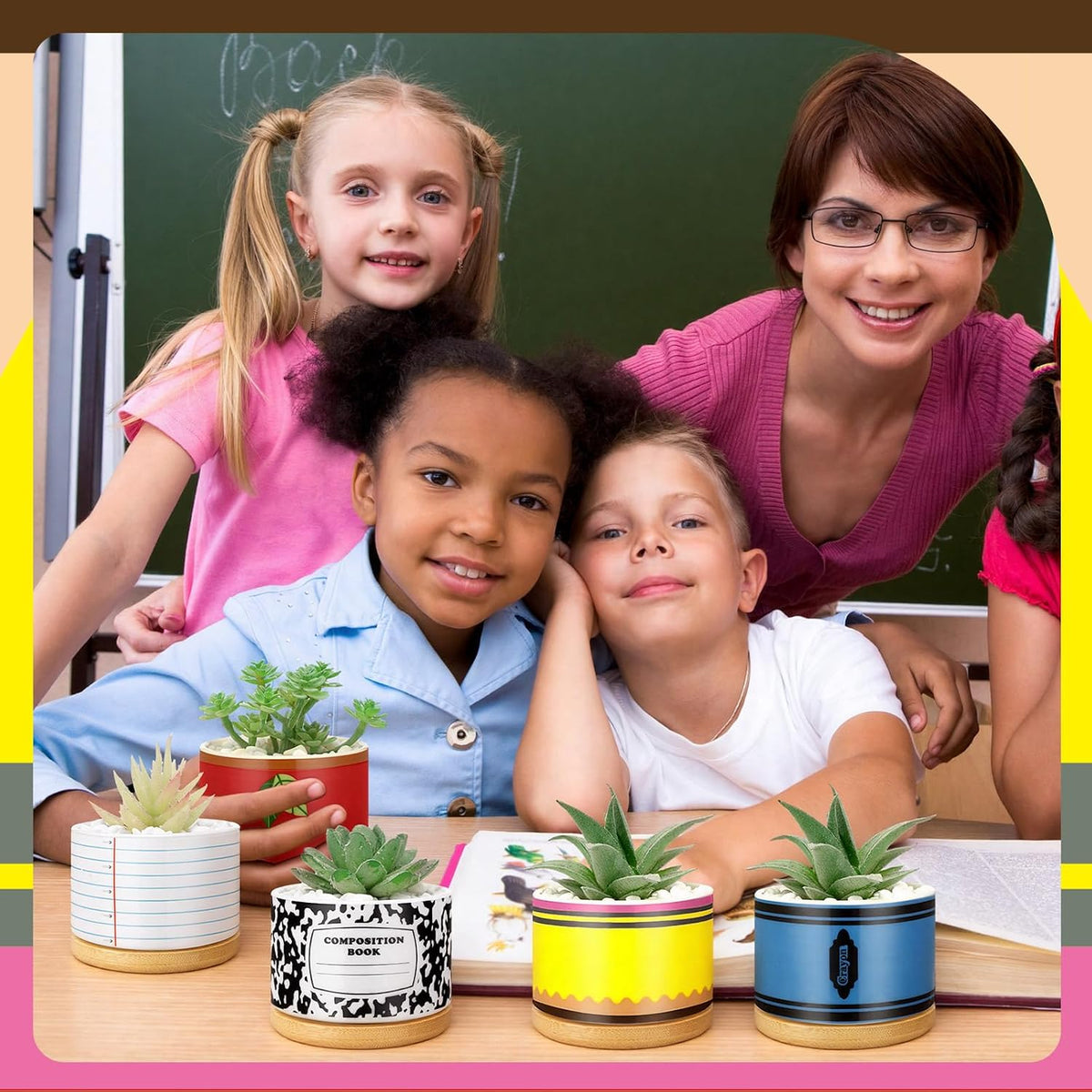 Remerry 6 Pcs Christmas Teacher Gifts Ceramic Succulent Plant Pot, Classic