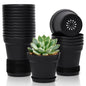 T4U Small Plant Pots 5 Inch 18 Pack, Plastic Flower Pots with Saucer White