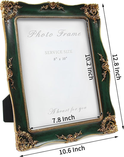 Vintage Picture Frame 8x10 Inch, Ornate Photo Frame (Green)