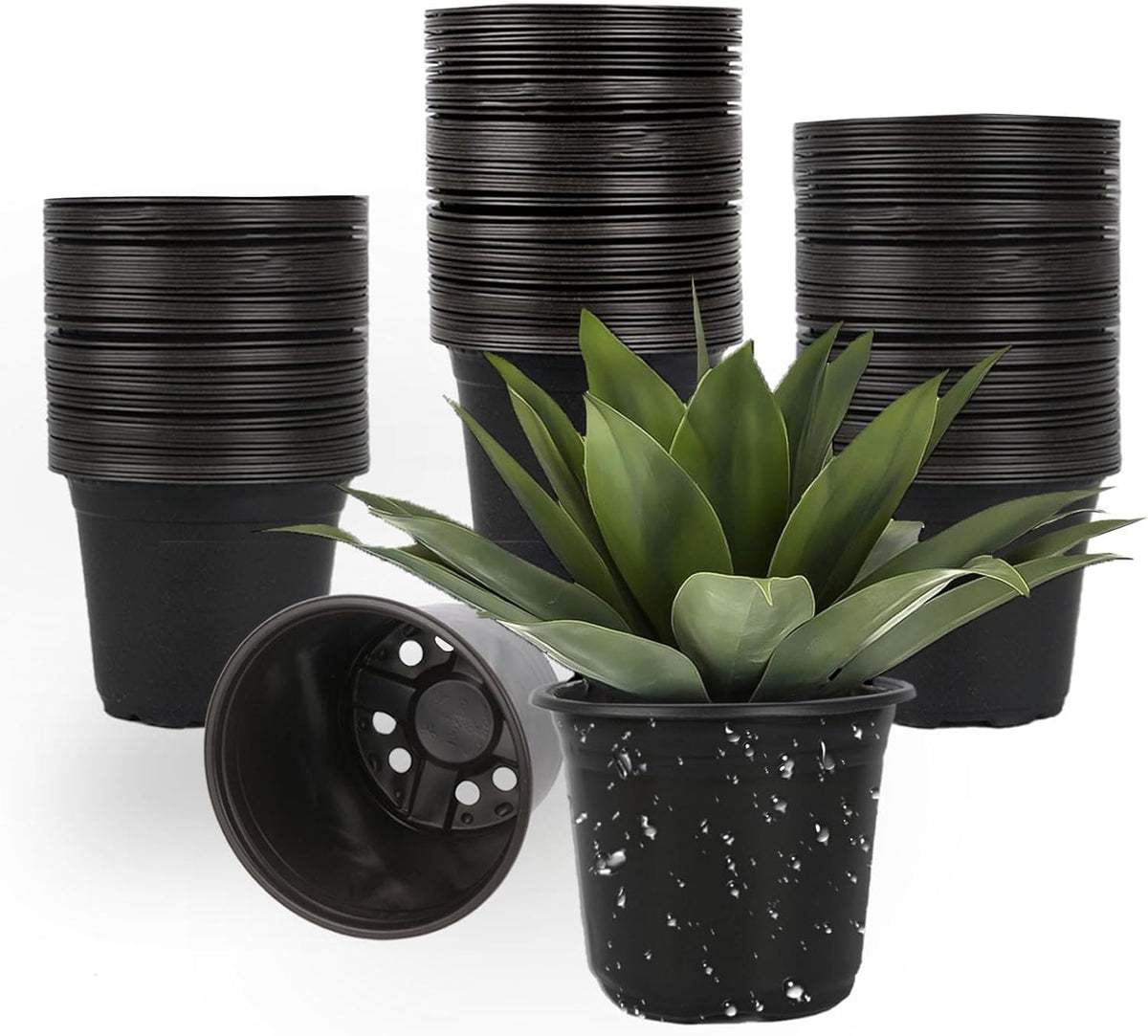 100 Packs 4 5 6 Inch Nursery Pots, Plastic Nursery Pots for Plants with Drainage Holes, Seed Starting Garden Pots of Flower Plant Container for Succulents, Transplanting (100, 4 Inch)