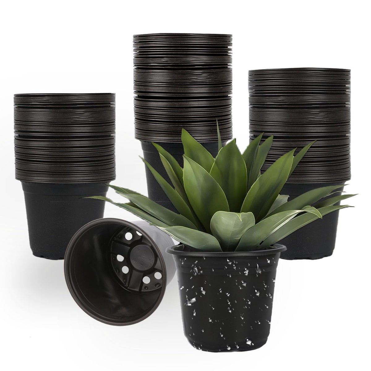 100 Packs 4 5 6 Inch Nursery Pots, Plastic Nursery Pots for Plants with Drainage Holes, Seed Starting Garden Pots of Flower Plant Container for Succulents, Transplanting (100, 4 Inch)