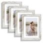 Hongkee 8x10 Picture Frame Set of 4, Real Glass and Wood Frame, 5x7 Mat