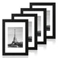 iRahmen 8x10 Picture Frame Set of 4, High Definition Real Glass Rustic Brown Frame, 8 x 10 Wood Photo Frames for Desktop Display and Wall Mounting