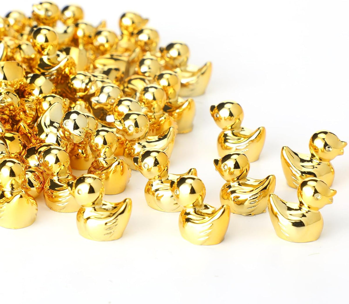 Yaocom 100 Pcs Mini Gold Duck Figurines Fall Thanksgiving Halloween Decor