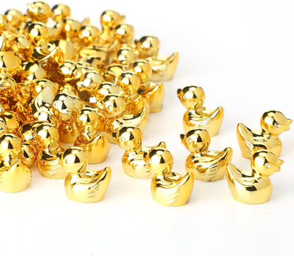 Yaocom 100 Pcs Mini Gold Duck Figurines Fall Thanksgiving Halloween Decor