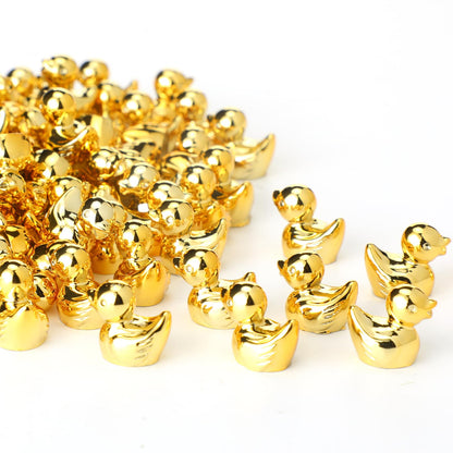 Yaocom 100 Pcs Mini Gold Duck Figurines Fall Thanksgiving Halloween Decor
