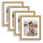 Hongkee 8x10 Picture Frame Set of 4, Real Glass and Wood Frame, 5x7 Mat
