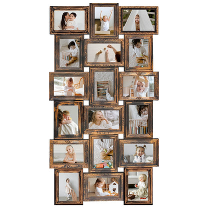 HELLO LAURA - 4x6 Picture Frame Collage Large Photo Collage Frame for Wall 18 Openings Picture Frames Photo Frame Collage Wall Decor for Living Room Bedroom - Rusted Gold