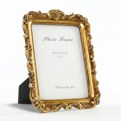 Cuspin 4x6 Vintage Picture Frame Gold Ornate Resin Arched Photo Frame
