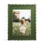 4x6 Picture Frame with Mat for 3.5x5, Wavy Edge Wooden Real Glass Photo Frame for Tabletop and Wall Hanging, Green, 1 Pack