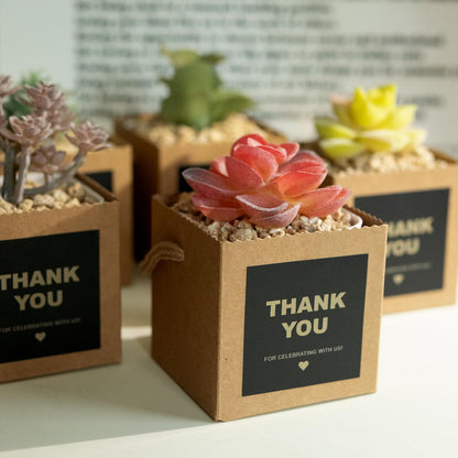 Temlum 2.5 Inch Succulent Wrap Bags (Fits 2.5″ Pots) with Thank You & Let Love Grow Stickers, Small Gift Box for Wedding, Baby Shower, Succulent Party Favors for Guests (Brown 40pcs)